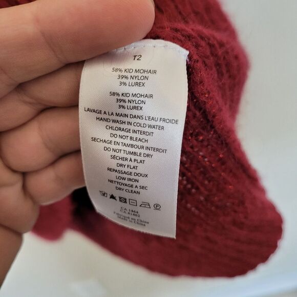 Des Petits Hauts Kid Mohair Tunic Sweater Dress Red Maroon Chunky Knit Medium - Picture 7 of 12